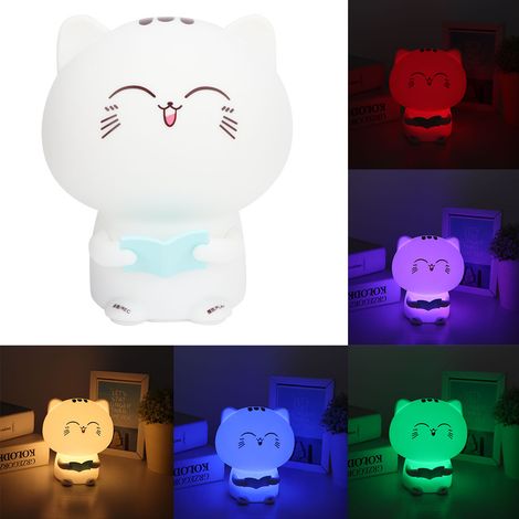 Bunte, niedliche Silikon-Katzen-LED-Nachtlampe mit USB-Ladefunktion und Aufnahmefunktion für Zuhause und Schlafzimmer (Blau) (1/5)