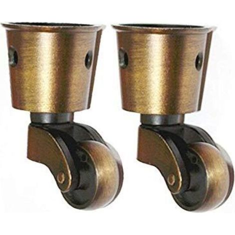 Ensemble de 2 roulettes en laiton massif – Charge maximale 150kg – Fixation à 3 trous – Roulettes silencieuses pour meubles lourds (1/3)