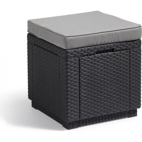 Table-pouf de jardin Keter - ALLIBERT by KETER - Cube avec coussin - Gris graphite - 47,1 L (1/5)