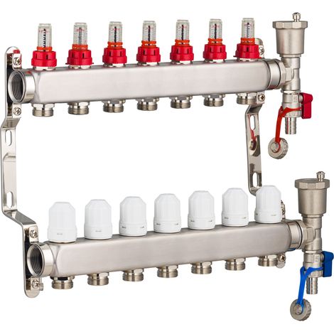 Collecteurs en inox pour Plancher Chauffant Rafraichissant NOYON & THIEBAULT 7 circuits