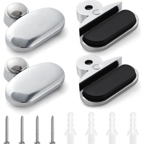 Lot de 4 clips de fixation pour miroir et verre (3-5 mm), en alliage de zinc, avec capuchons et vis, pour miroirs et verres de 6 à 7 mm d'épaisseur, forme ovale. (1/5)
