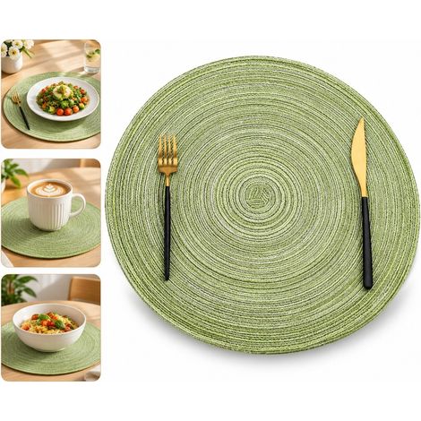 6 Pièces Dessous de Plat Rond en Coton, Diamètre 38 cm, Tapis Isolant pour Table et Bols (1/5)