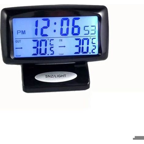 Thermomètre de véhicule avec horloge outil de mesure de la température Petite horloge numérique orloge électronique affichage (1/5)