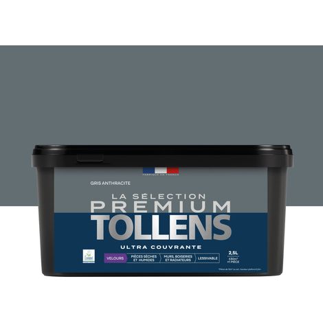 Tollens - Peinture intérieure couleurs - La Sélection Premium Velours - Ultra Couvrante - Gris Anthracite 2,5 L - 30m² (1/5)