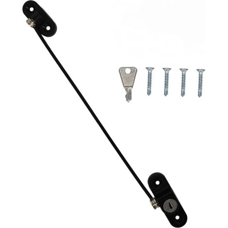 Limitador de apertura de ventana, cerradura de seguridad para ventana corredera con llave, adecuado para la seguridad del hogar (negro, 1 unidad). (1/5)