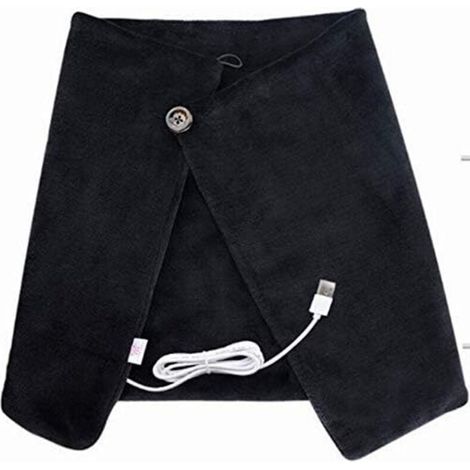 Couverture chauffante à capuche, interface USB, respirante, unisexe, soulage les douleurs aux épaules, aux genoux et à l'abdomen, noire. (1/4)