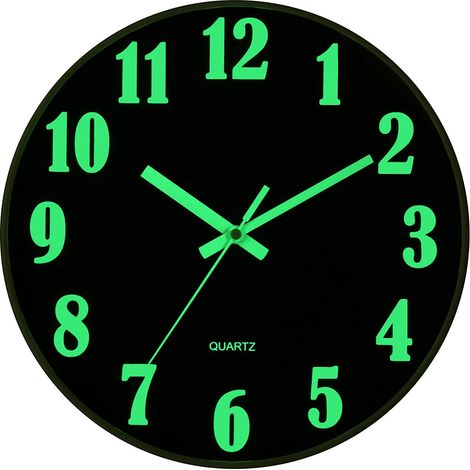 Horloge Murale Moderne à Quartz silencieuse de 30,5 cm sans tic-tac, Grande Fonction Lumineuse, Chiffres et Aiguilles, Horloge Murale décorative à Piles pour Bureau, Cuisine, Salon (1/5)