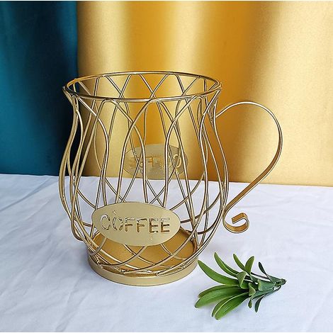 Goldener Aufbewahrungskorb für Kaffeekapseln, ideal für Zuhause (1/5)
