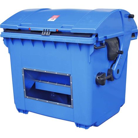 BRB Streugutbehälter 1100 Liter, blau, HDPE Kunststoff, mit Runddeckel, BxTxH 1365x1060x1150 mm, Aufnahme für Kammschüttung