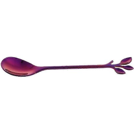 Cuillère à thé/café en acier inoxydable à motif de feuilles, vaisselle colorée-Purple