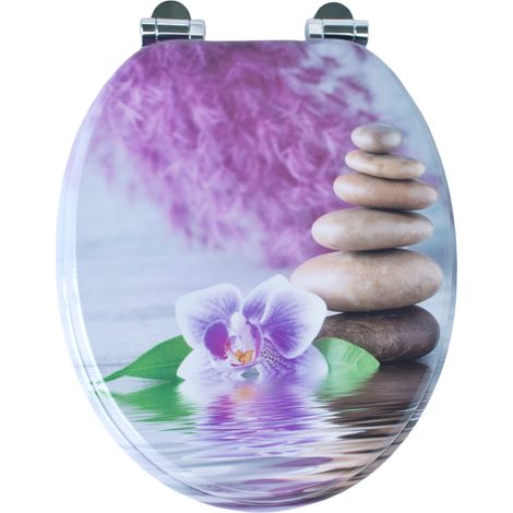 Abattant WC Homseat MDF Orchidée Pourpre Fermeture Douce 43x37cm Charnières Zinc (1/5)
