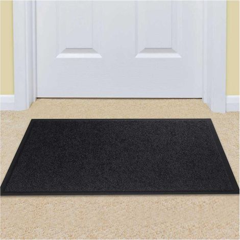 Paillasson TWISTER en polyamide doux et soyeux Fait en Europe Noir - 90x150 (1/4)