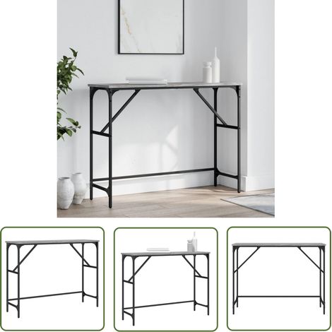 The Living Store Table console sonoma gris 100x32x75 cm bois d'ingénierie - Table Basse - Table D'appoint - Meuble D'intérieur - Décoration Intérieure - Design Industriel (1/5)