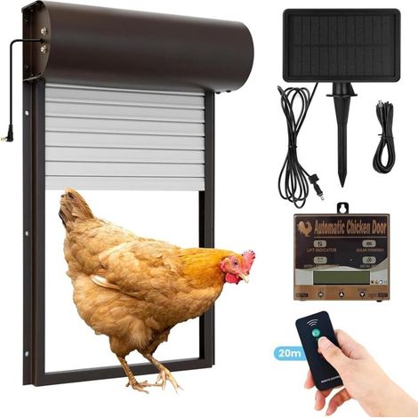 Porte automatique pour poulailler solaire – Métal en tôle – Minuterie intégrée – Compatible avec poulets et canards