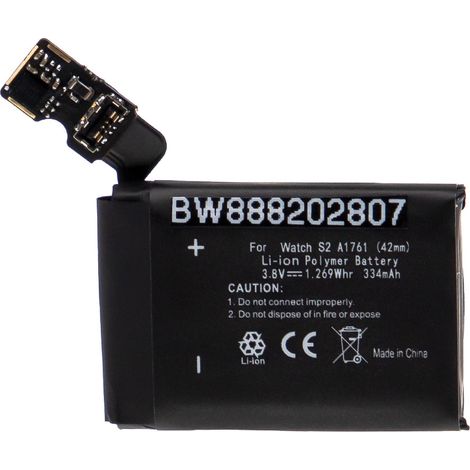 vhbw batteria compatibile con Apple Watch A1817, A1758 smartwatch orologio bracciale fitness (334mAh, 3,8V, Li-Poly)