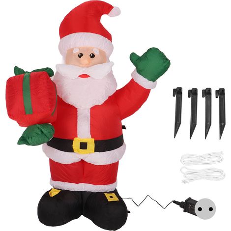 Père Noël gonflable 4FT 120cm en polyester pour extérieur jardin pelouse fête Noël avec cadeau prise UE 220V (1/5)