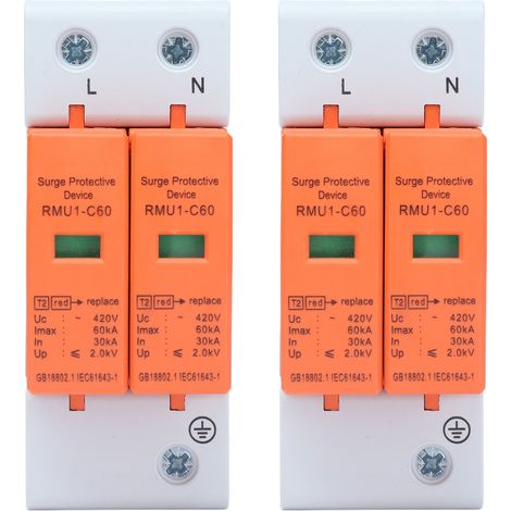 2 Pièces Dispositif de Protection Contre les Surtensions SPD AC 420V 2P Disjoncteur pour Maison C6060kA Imax (1/5)