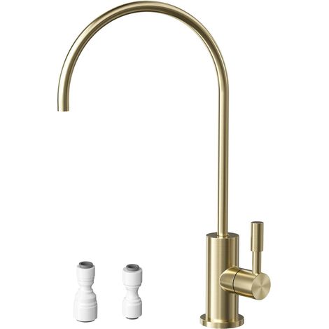 Robinet Cuisine Pour L'eau Potable, Robinet Pour L'osmose Inverse Ou Le Système De Filtrage D'eau, Robinet D'Évier De Cuisine En Acier Inoxydable, Sans Plomb, Pivotant À 360°, Or brossé