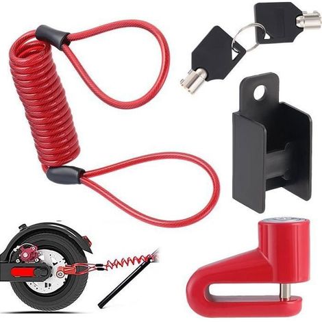Cadenas Antivol pour Trottinette Moto Vélo Verrou Frein Disque avec Câble de Rappel pour Trottinette Electrique Xiaomi M365/Pro