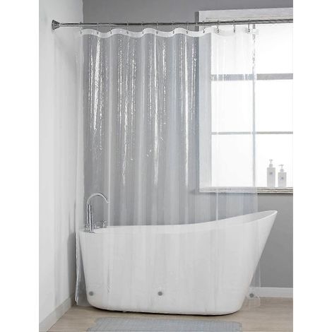 Rideau de douche léger, 183 x 183 cm (72 x 72 pouces), avec aimants et 12 œillets, transparent (1/4)