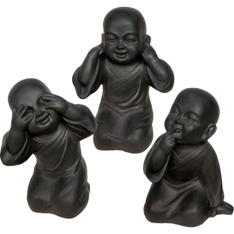 Set 3 di Buddha antracite 27x22x39 cm