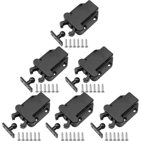 6Pcs Touch Trigger Latches, Touch Catch Latches with Screws, Pressure Catches for Doors, Cabinets and Drawers, Black