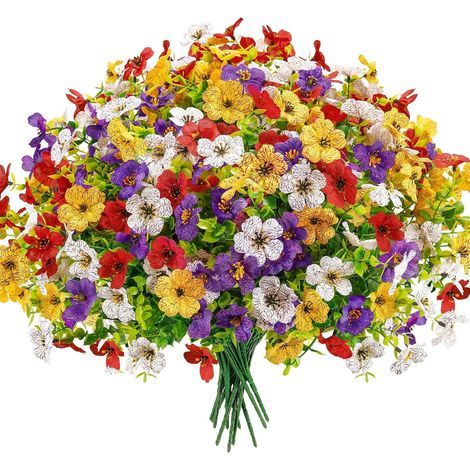 Fleurs Artificielles - Marguerites Fausse Soie UV Résistantes - Pour Jardin Terrasse Balcon Extérieur - Lot de 12 (1/5)