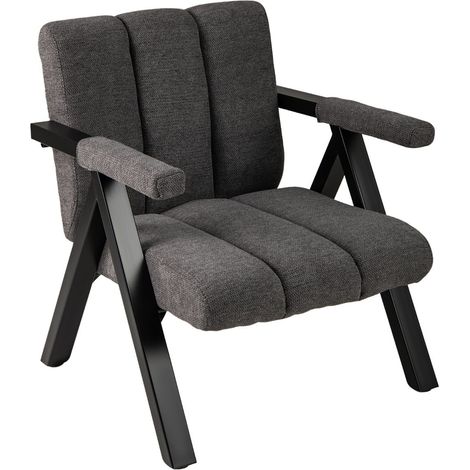 Grauer Lounge-Sessel mit Armlehnen und Metallgestell