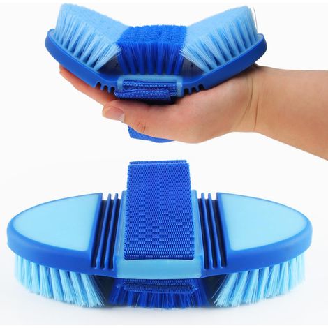 Brosse de pansage flexible pour chevaux Étrille souple antidérapante pour soin des équidés Bleu