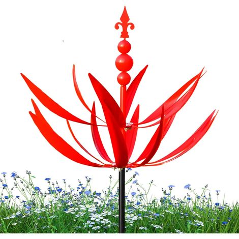 Moulin à vent en métal pour jardin - Résistant aux intempéries - Piquet de (1/5)