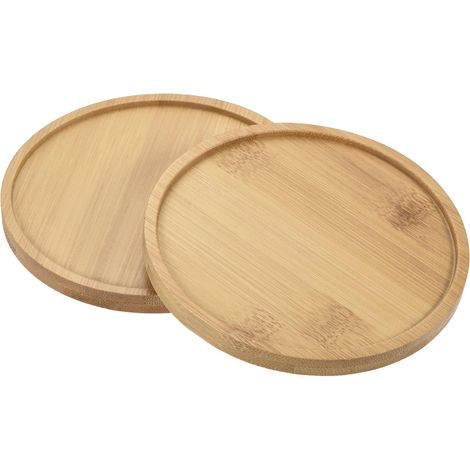 Plante Pot Soucoupe 2 Coffret 12cm OD Bambou Rond Fleurs égouttement Plateau pour Internes (1/5)