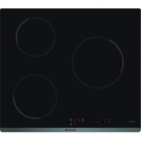 Brandt – Plaque induction 3 foyers 4600W – Surface vitrocéramique 58 x 51 cm – Minuterie et 10 niveaux de sécurité – Encastrable (1/5)