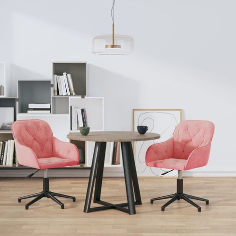 Esszimmerstühle 2 Stk. Drehbar Rosa Samt (1/5)