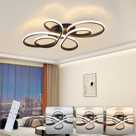 Plafonnier LED moderne 80 cm, Lustre LED à anneaux floraux avec télécommande, Plafonnier LED 82 W à intensité variable, 3 températures de couleur (1/5)