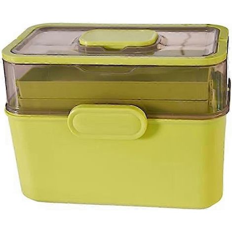 Boîte de rangement pliable transparente à trois compartiments avec pilulier amovible, boîte de rangement portable pour médicaments, grande capacité, en plastique PP, convient à la maison, aux voyages (1/5)