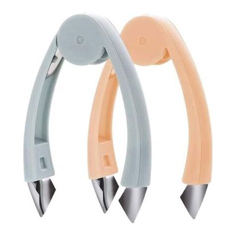 2pcs Décortiqueur de Fraises en Forme de V, Trancheur de Fraises, Acier Inoxydable Fruit Corer Cuisine Outil, Coupeananas en Acier Inoxydable pour les Yeux d'ananas et la Tige de Légumesfruit (1/5)