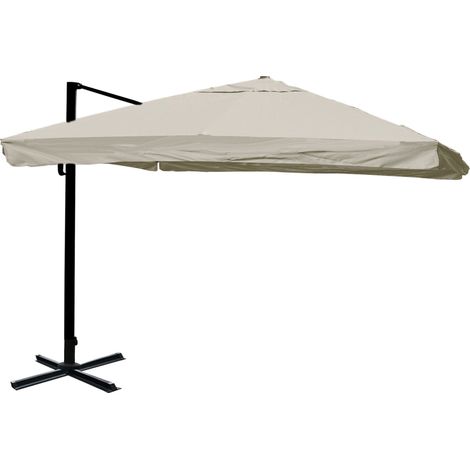 [NEUWERTIG] Gastronomie-Ampelschirm HHG-979, 3x3m (Ø4,24m) Polyester Alu/Stahl 23kg Flap, creme-grau ohne Ständer