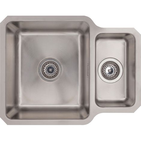Prima+ R25 1.5 Bowl Undermount Kitchen Sink with Waste Kit 580mm L x 450mm W - Stainless Steel