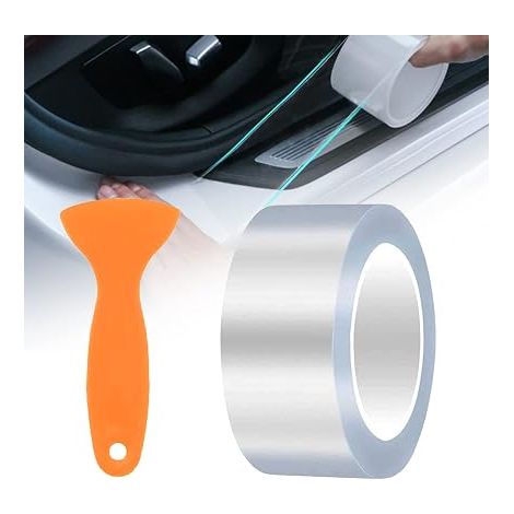 Films de Protection Transparent pour Peinture pour Auto Moto Vélos, Protecteur de Seuil Bord Porte de Voiture Covering Auto-adhésif Autocollant Anti-Rayures (5cm x 10M) (1/5)