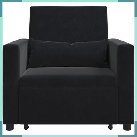 Canapé-lit escamotable simple - Mod. 42002703 - Noir - Velours - 3-en-1 convertible (1/5)