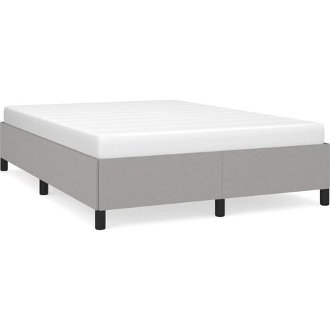 Bonnevie – Lit adulte 140x190 cm en tissu gris clair – Structure robuste avec lattes en contreplaqué – Assemblage facile – Pour matelas non inclus - OIB2058E (1/5)