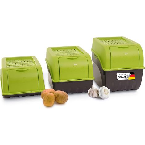Ensemble 3 boîtes rangement pommes de terre 3,5L+5L+9L vert