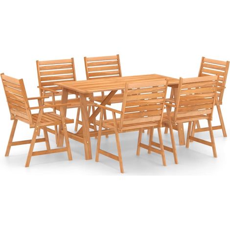 Juego de comedor de jardín 7 piezas madera maciza de acacia 020014597 (1/5)