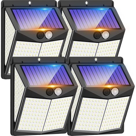 Lampes solaires d'extérieur, 238 LED, détecteur de mouvement 3 modes, grand angle d'éclairage 270° (1/5)