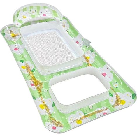 Lettino gonfiabile per piscina - Materassino gonfiabile - Rilassati in acqua - Tecnologia anti-ribaltamento - 160 cm - Verde (1/5)