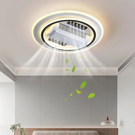 Fuleadture Ventilateur de plafond sans pales avec éclairage LED,3couleurs dimmables, télécommande—Luminaire-ventilateur extra-plat pour salon, chambre et cuisine