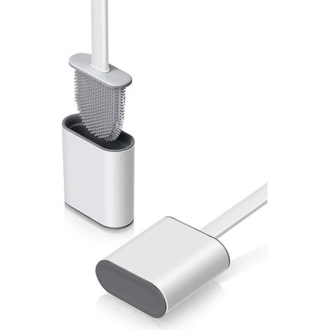 Brosse Toilette Silicone avec Sort Brosse WC Suspendu Antibactérienne Balayette WC pour Salle de Bains BlancAec (1/5)