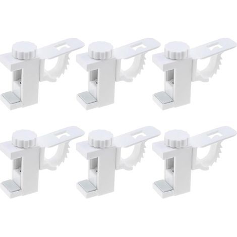Lot de 6 tringles à rideaux réglables avec barre transversale, crochet de rangement pour serviettes, support de tringle à rideaux sans perçage rotatif, convient pour rideau ou armoire (1/5)