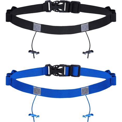 2 Ceinture porte-dossards, 6 passants pour gels, cordon élastique, carrés réfléchissants, course à pied cyclisme triathlon (1/5)