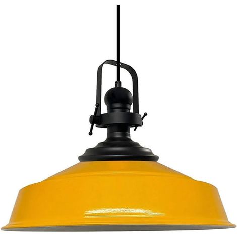 Handbemalte Industrielle Hängeleuchte aus Gelb Metall – Vintage-Kronleuchter E27 Ø41 cm für Wohnzimmer, Schlafzimmer Oder Esszimmer (1/5)